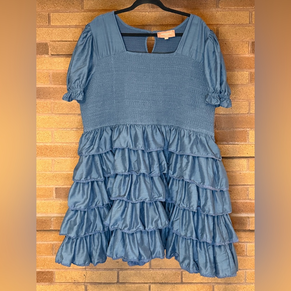 JessaKae Blue Tiered Ruffle Dress
